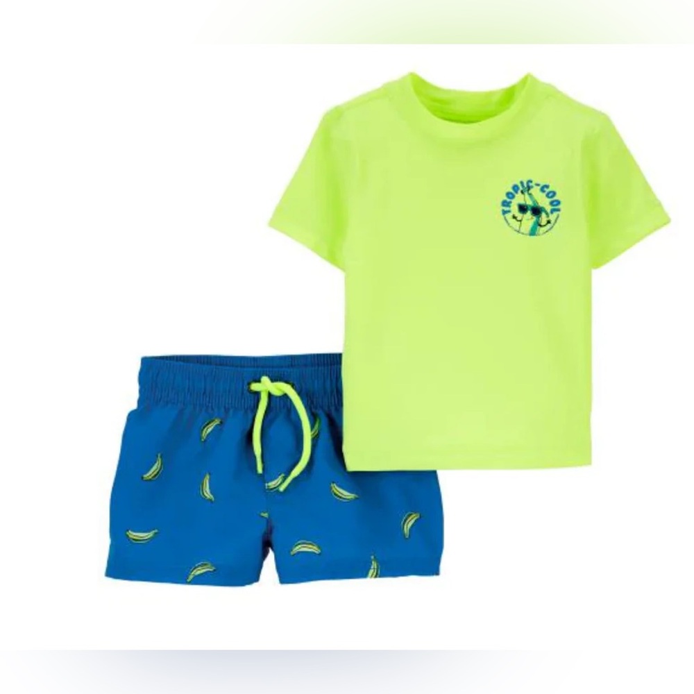 Carter's Boy’s 2-Piece "Tropic-Cool" Banana Rashguard Swim Set